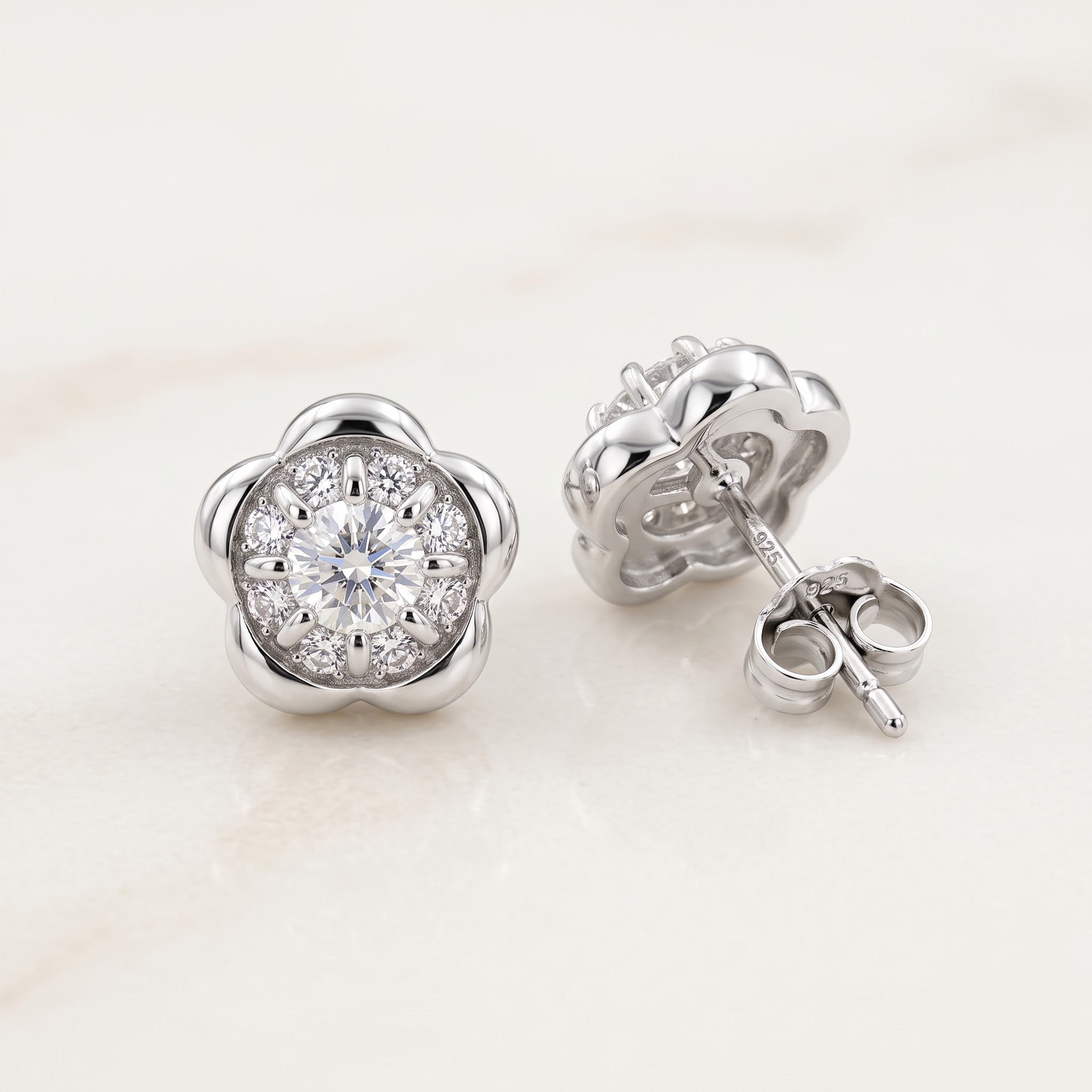 Blossom Halo Solitaire Stud Earrings — view 1 of 3