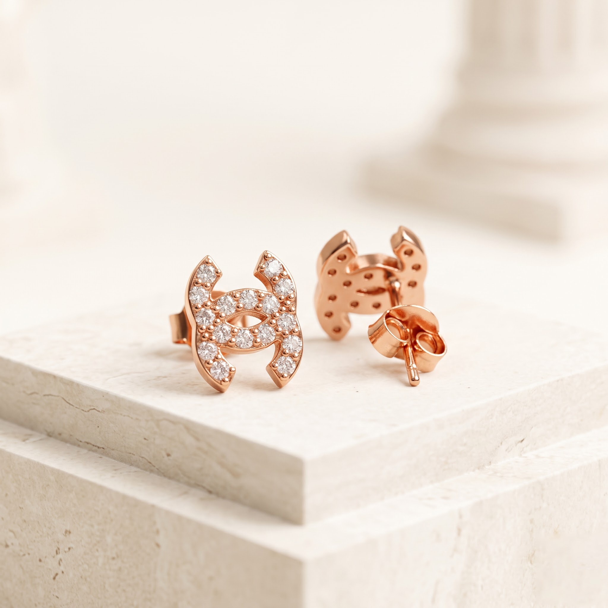 Interlocking Arc Pavé Stud Earrings — view 1 of 3