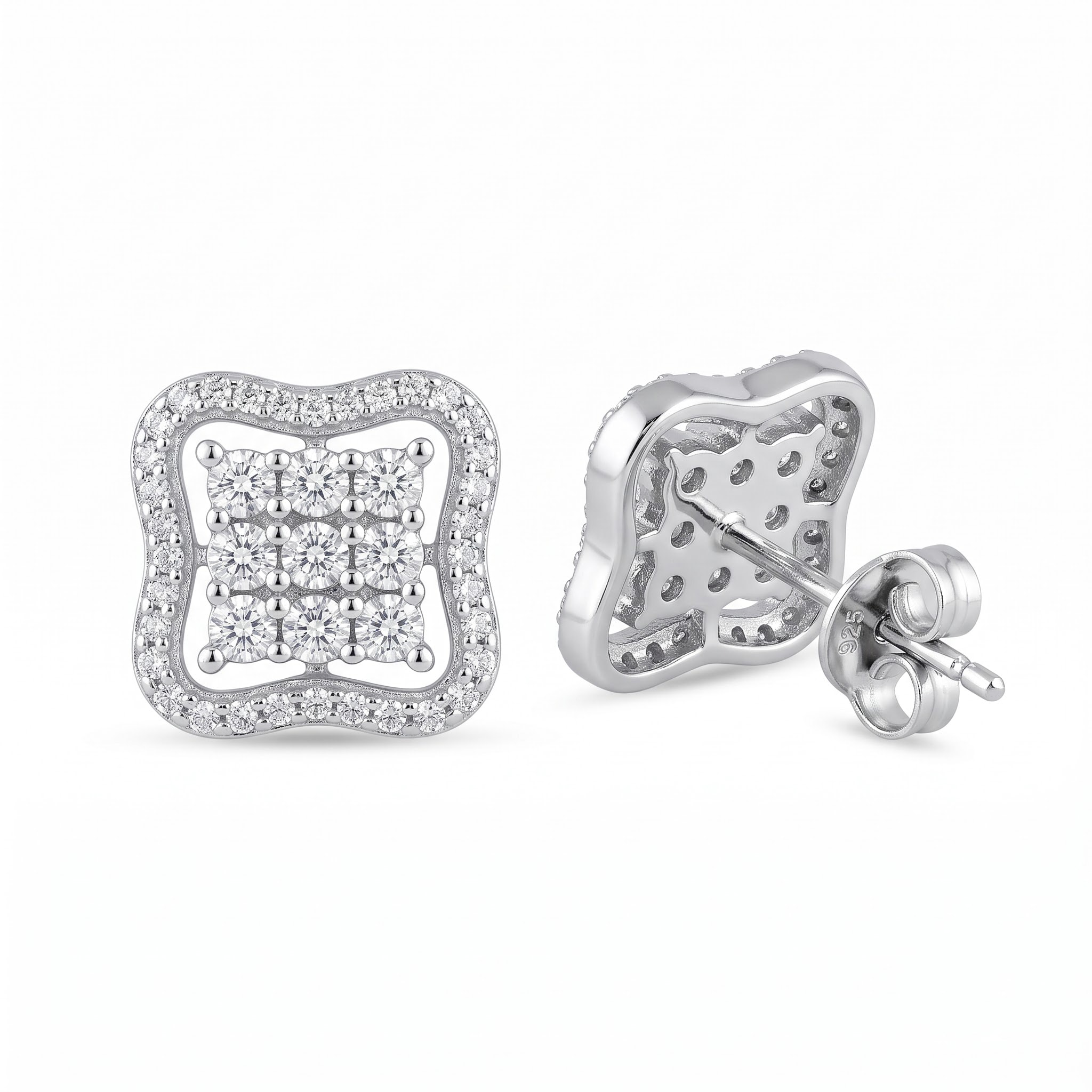 Quatrefoil Halo Pavé Stud Earrings — view 1 of 3