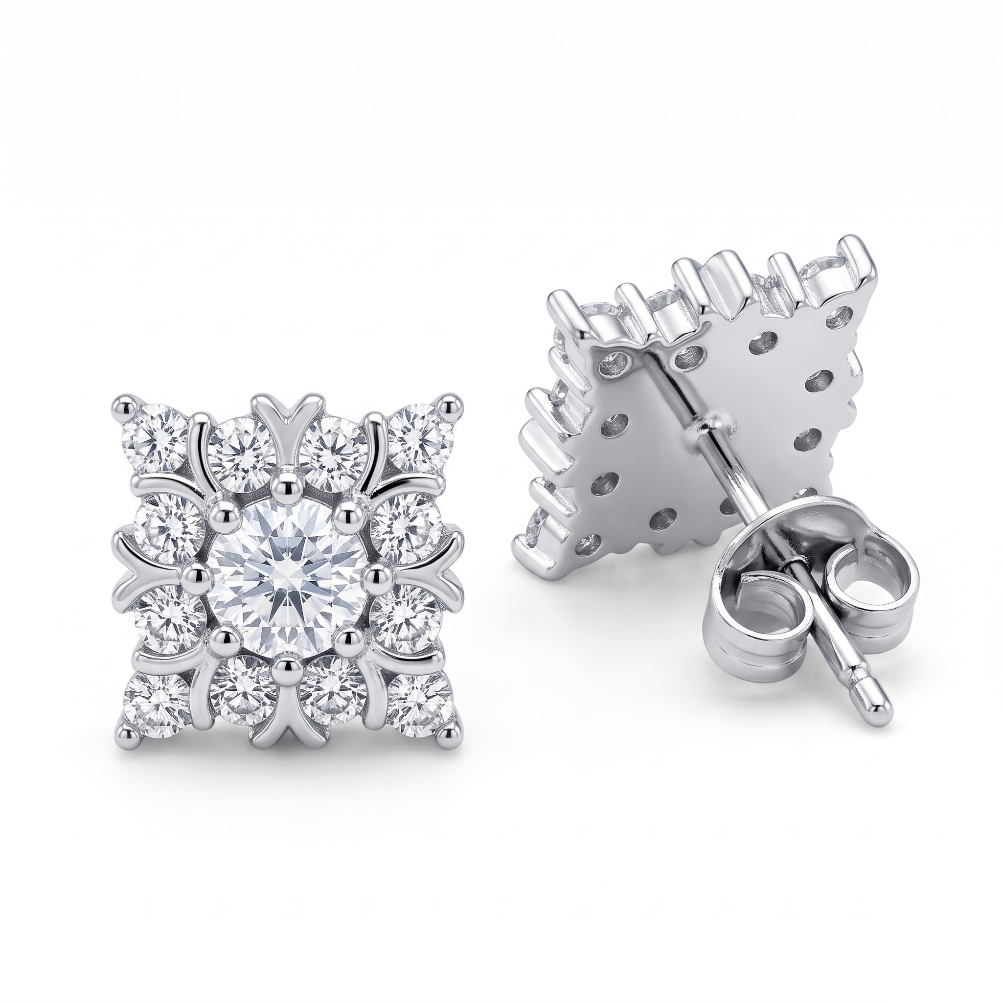 Square Frame Cluster Stud Earrings — view 1 of 3