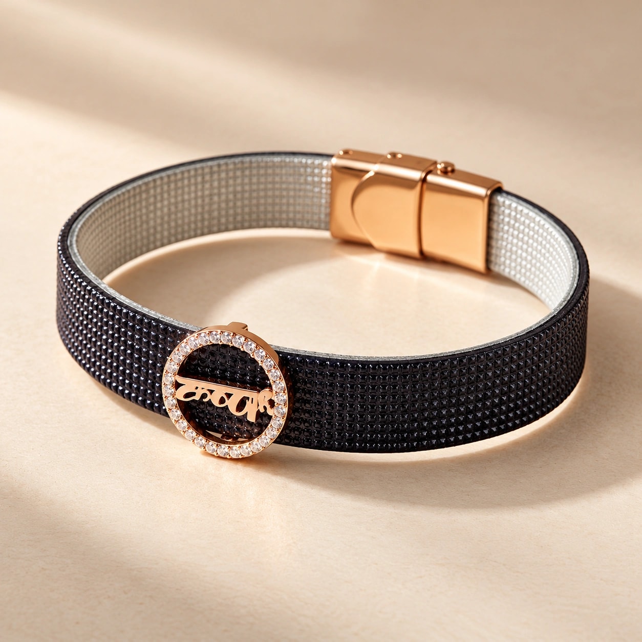 Krishna Script Rose-Gold Charm Mesh Bracelet — view 1 of 3