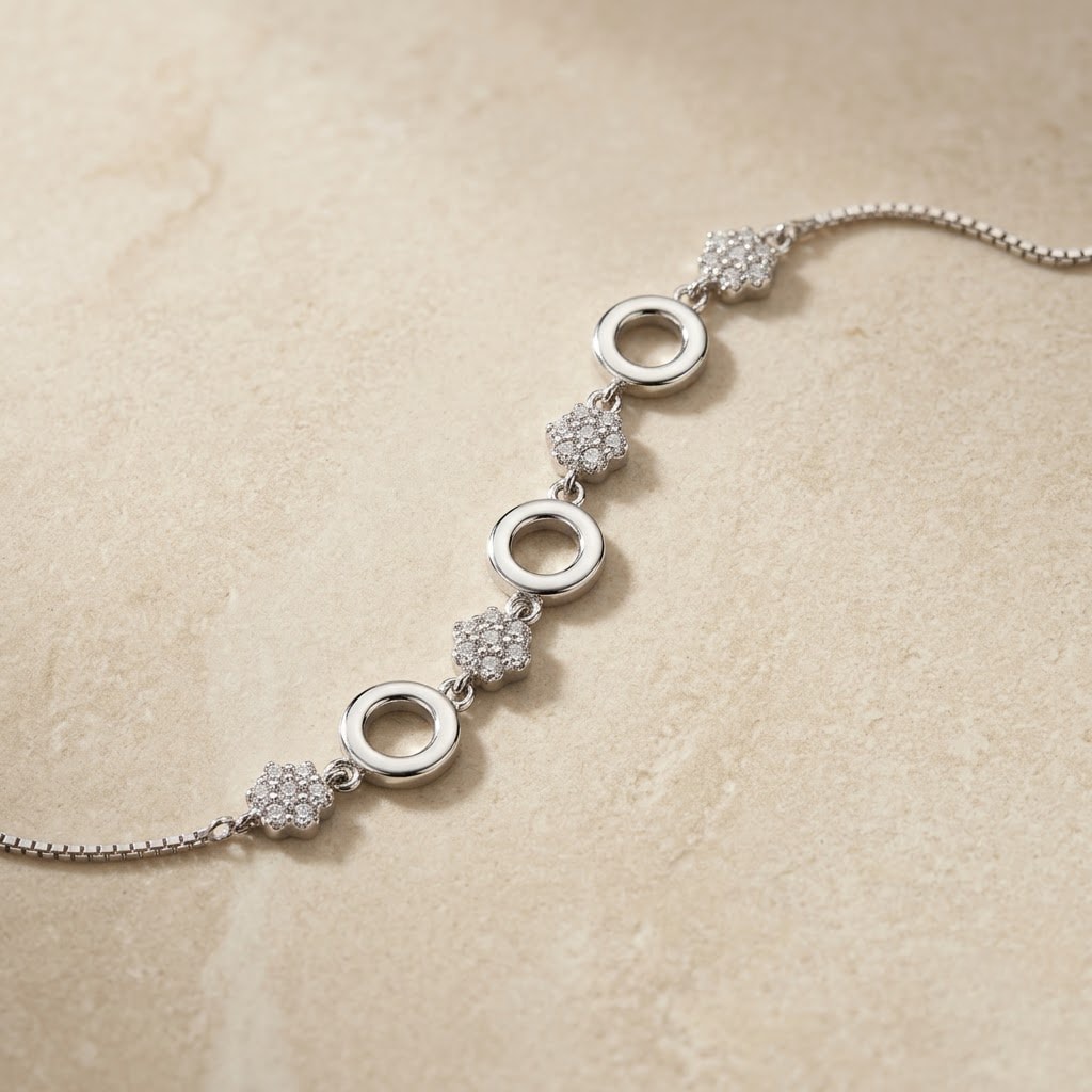 Circle & Pavé Flower Bracelet — view 1 of 4