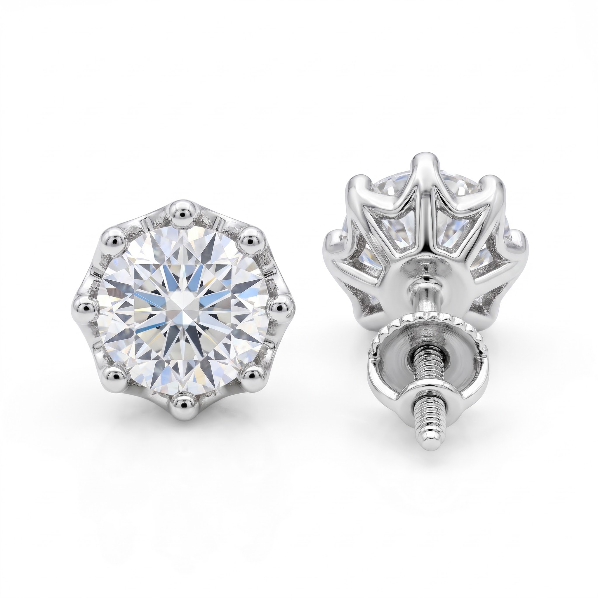 Crown-Set Solitaire Stud Earrings — view 1 of 4