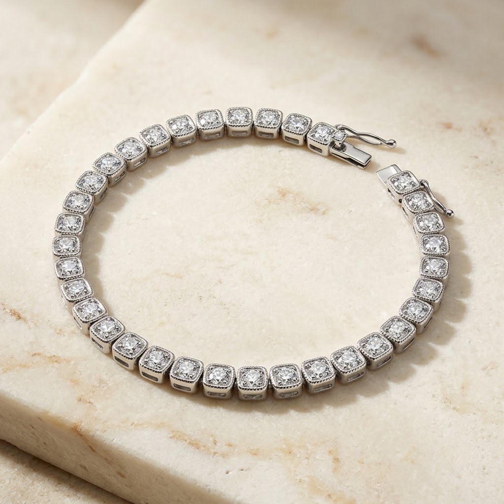 Cushion Halo Tennis Bracelet — view 1 of 3