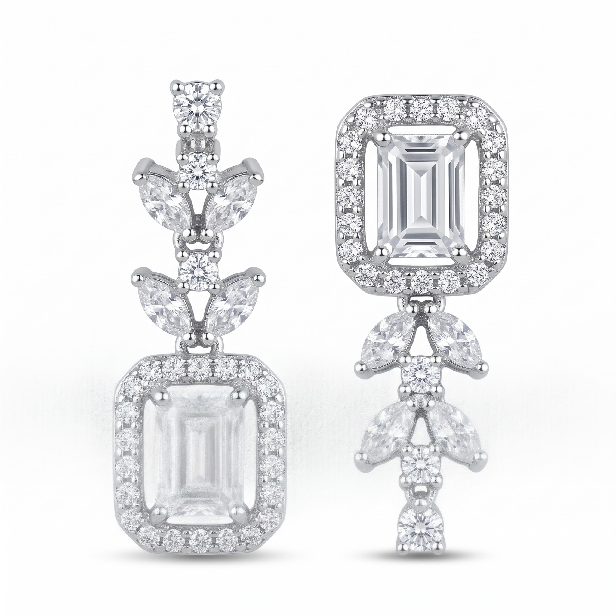 Emerald-Cut Leaf Drop Earrings — view 1 of 1