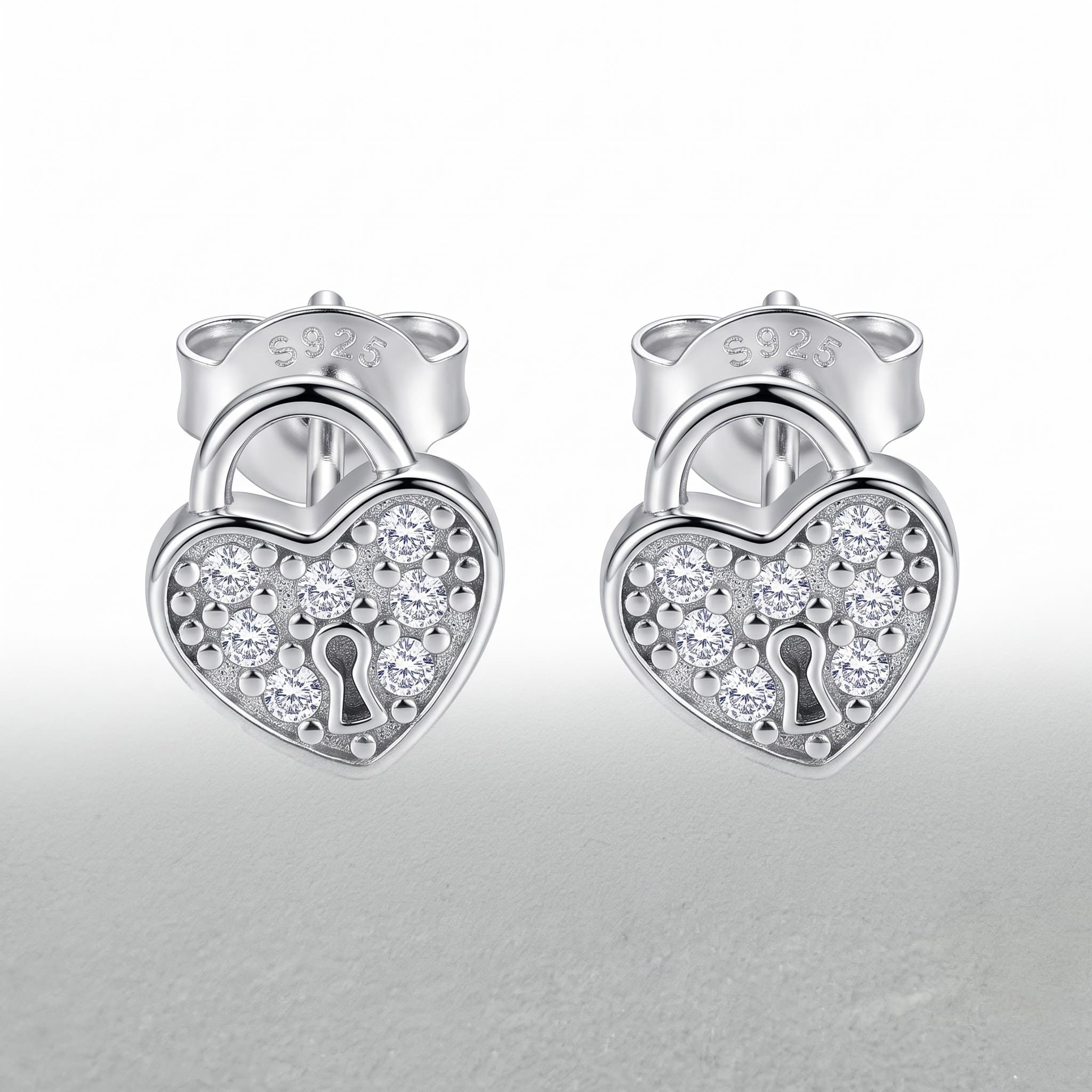 Heart Padlock Stud Earrings
