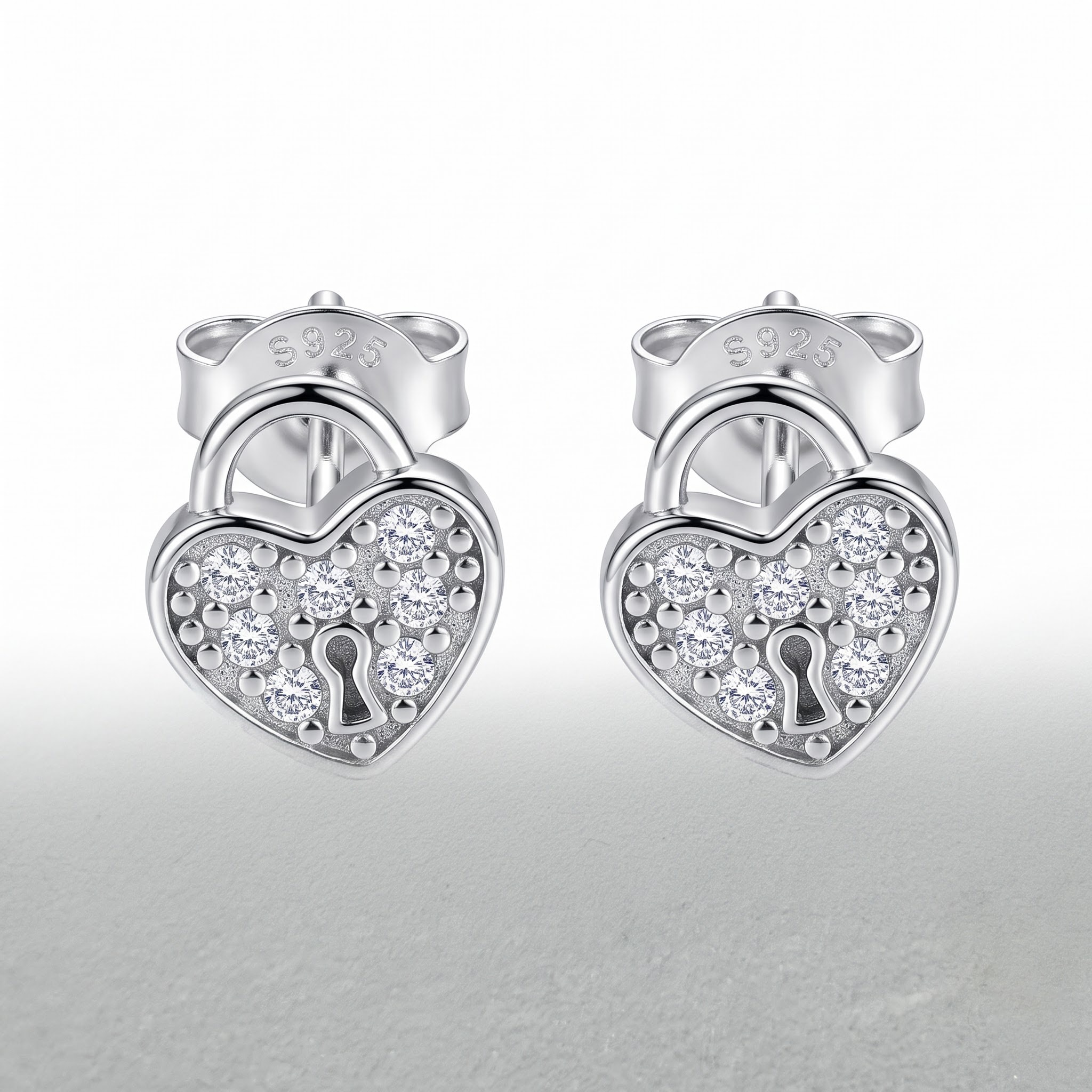 Heart Padlock Stud Earrings — view 1 of 4