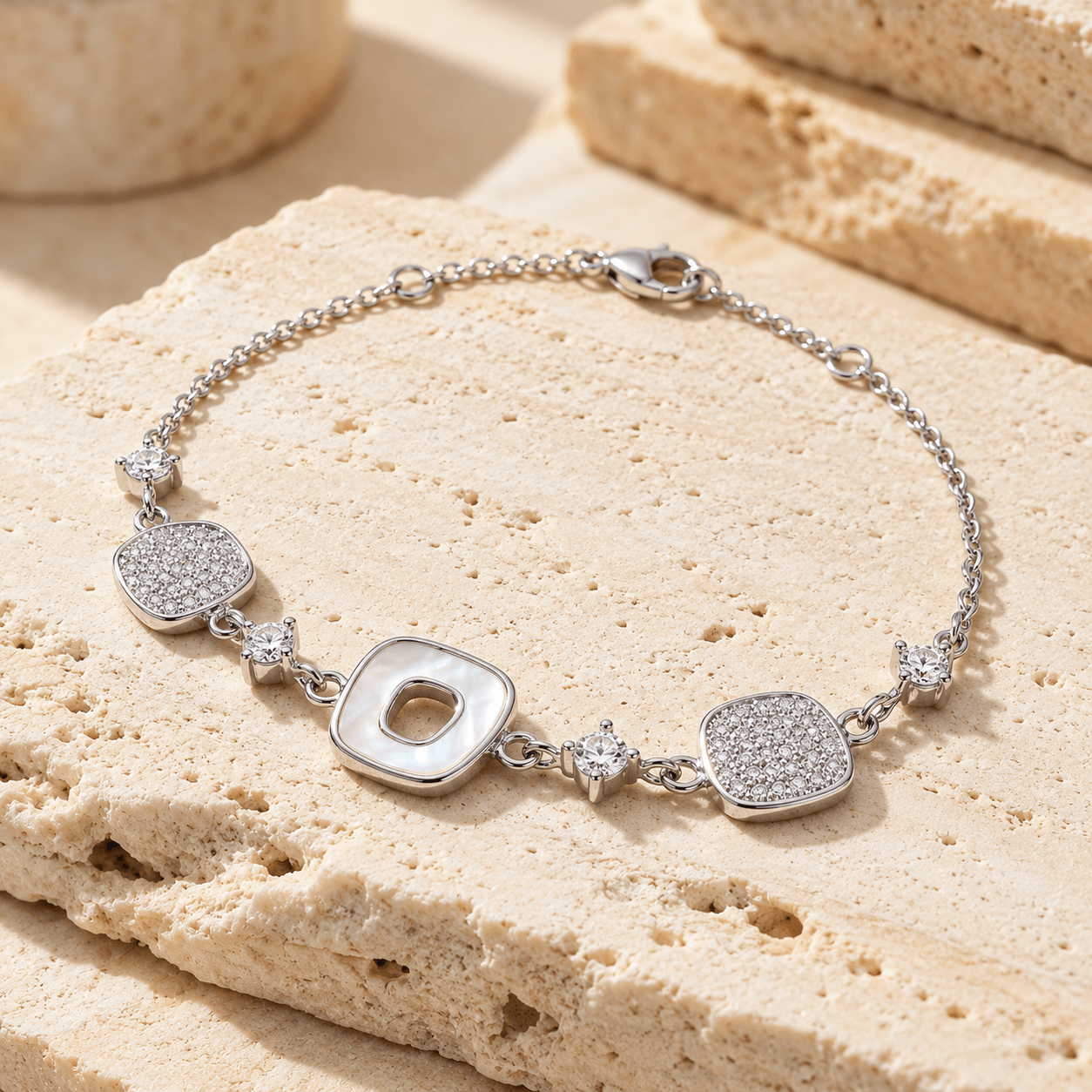 Mother-of-Pearl & Pavé Station Bracelet — view 1 of 3