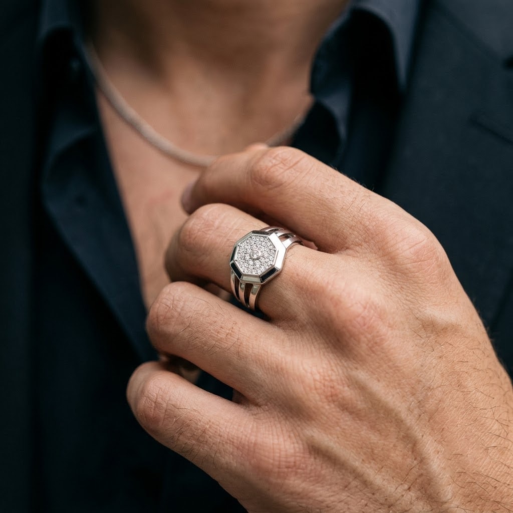 Octagon Pavé Signet Ring — view 1 of 2