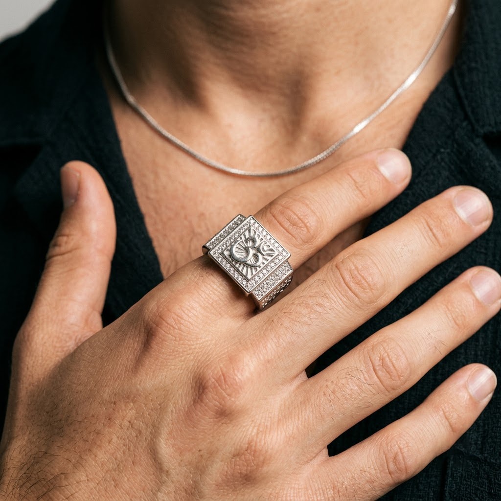 Om Pavé Signet Ring — view 1 of 2