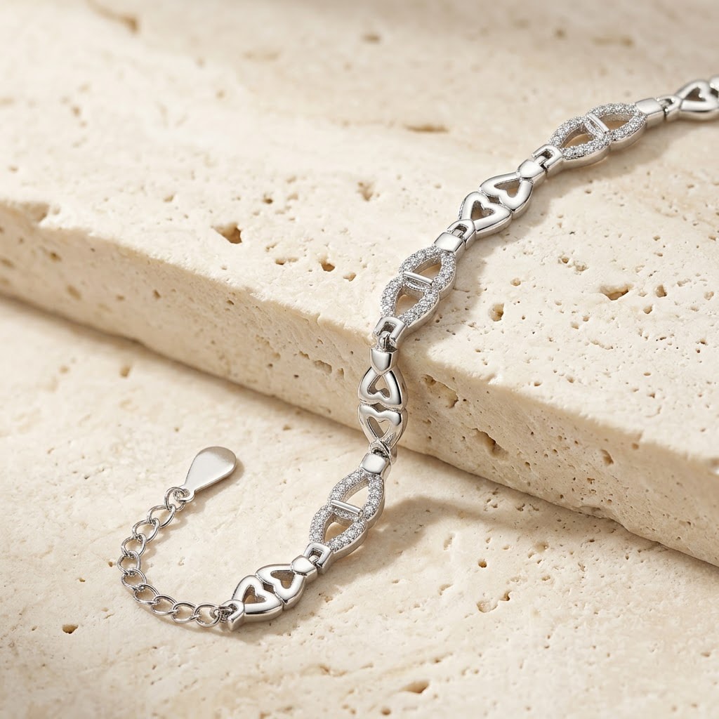 Open Heart & Pavé Link Bracelet — view 1 of 4