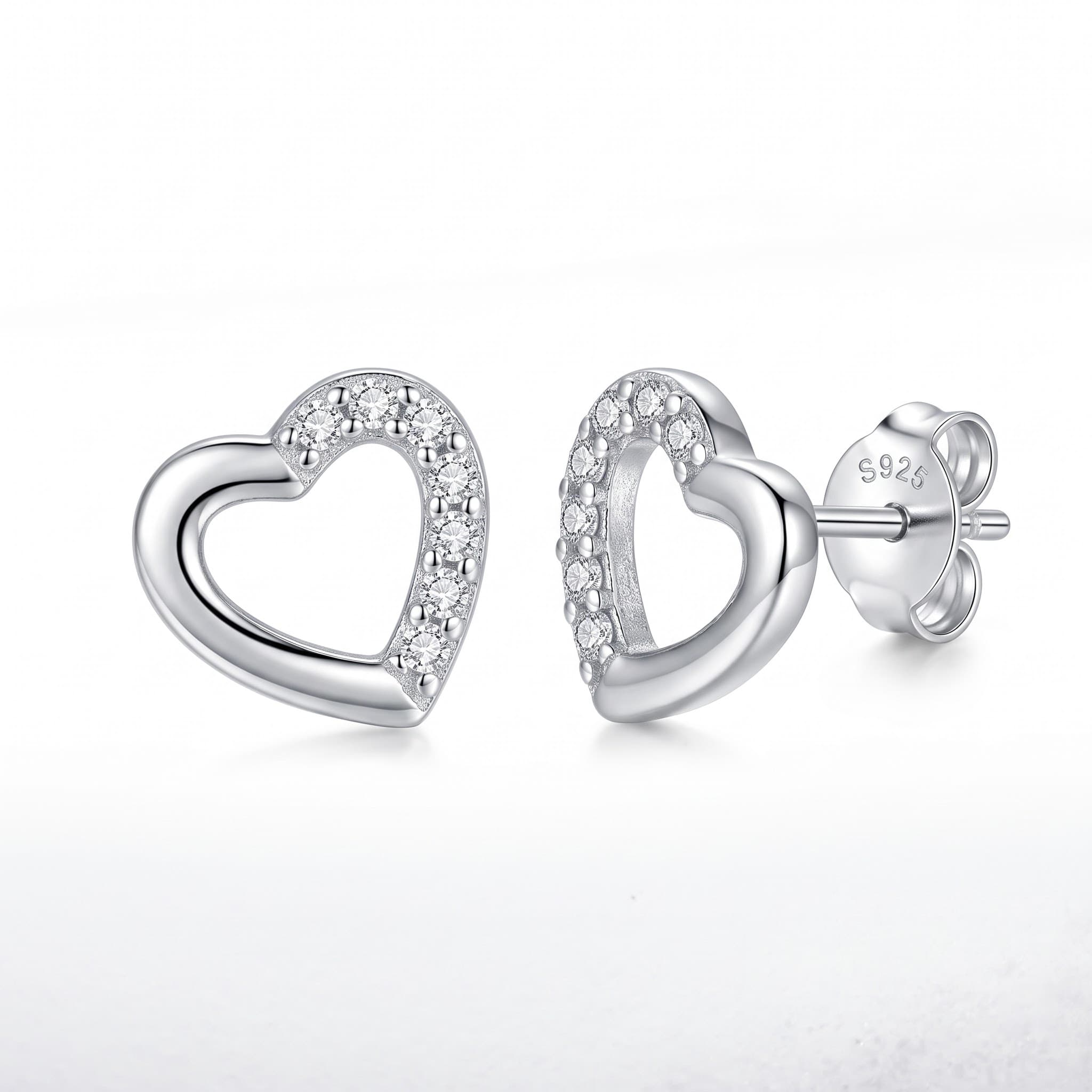 Open Heart Pavé Stud Earrings