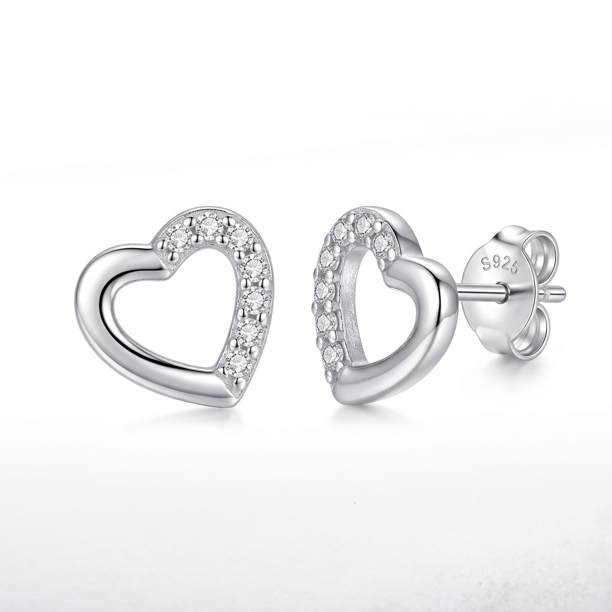 Open Heart Pavé Stud Earrings — view 1 of 4