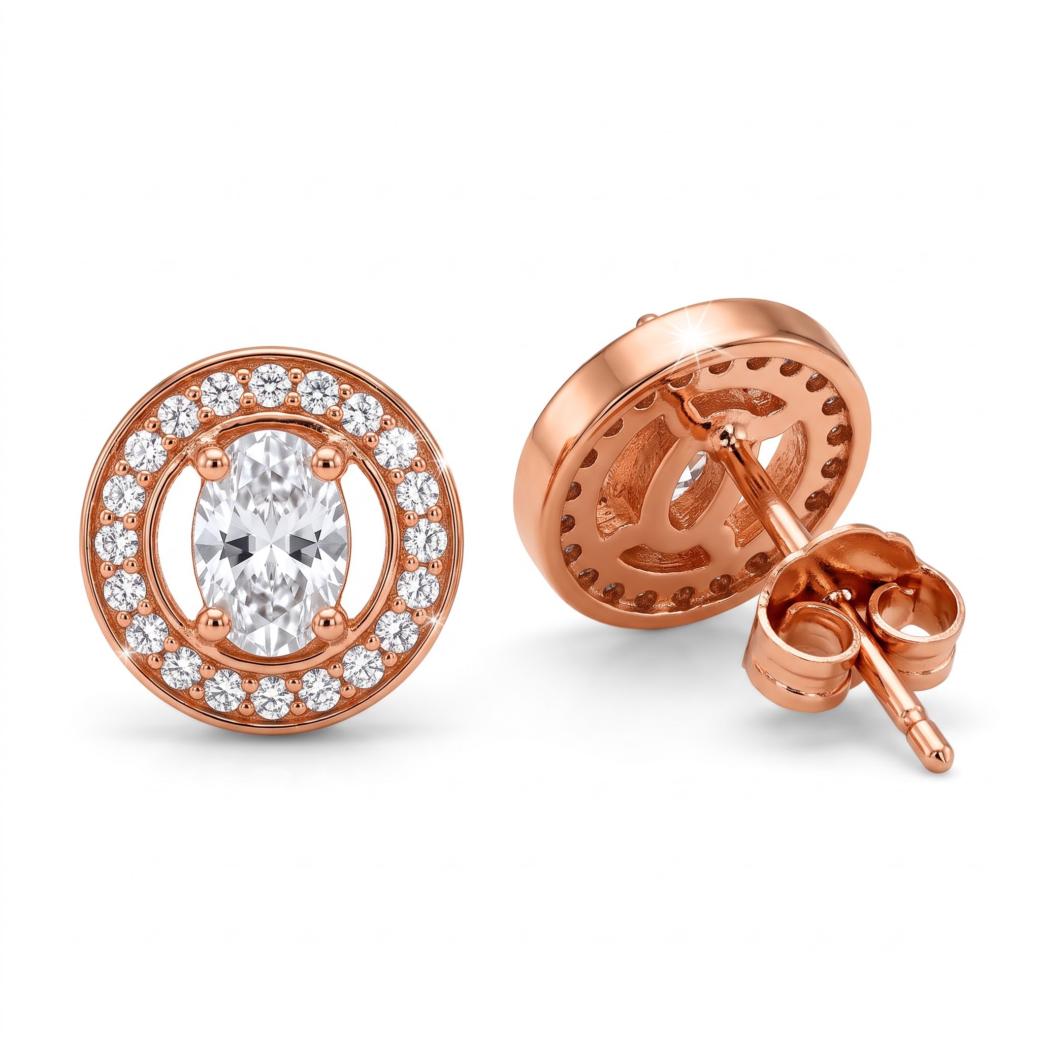 Oval Halo Stud Earrings — view 1 of 3