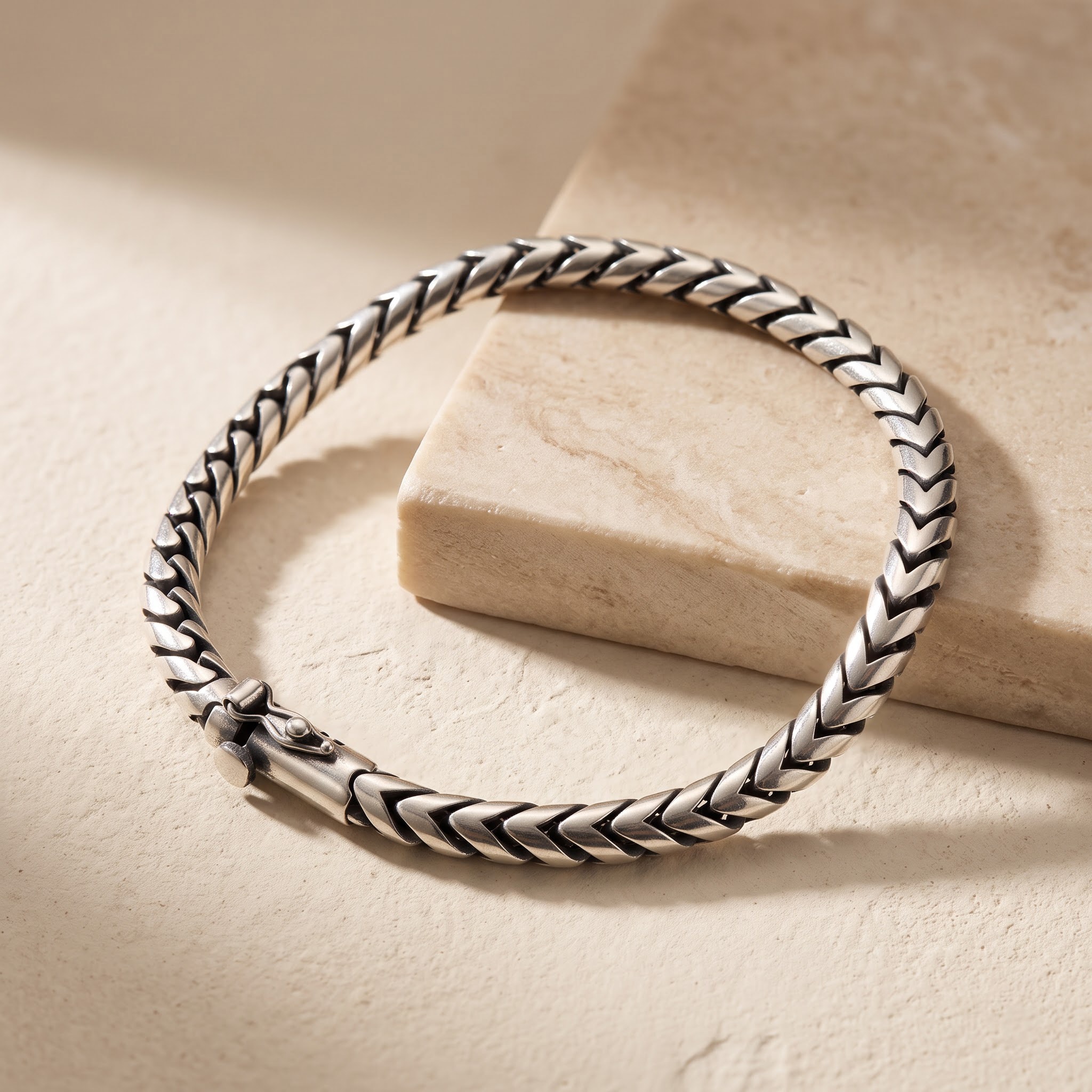 Oxidised Chevron Chain Bracelet
