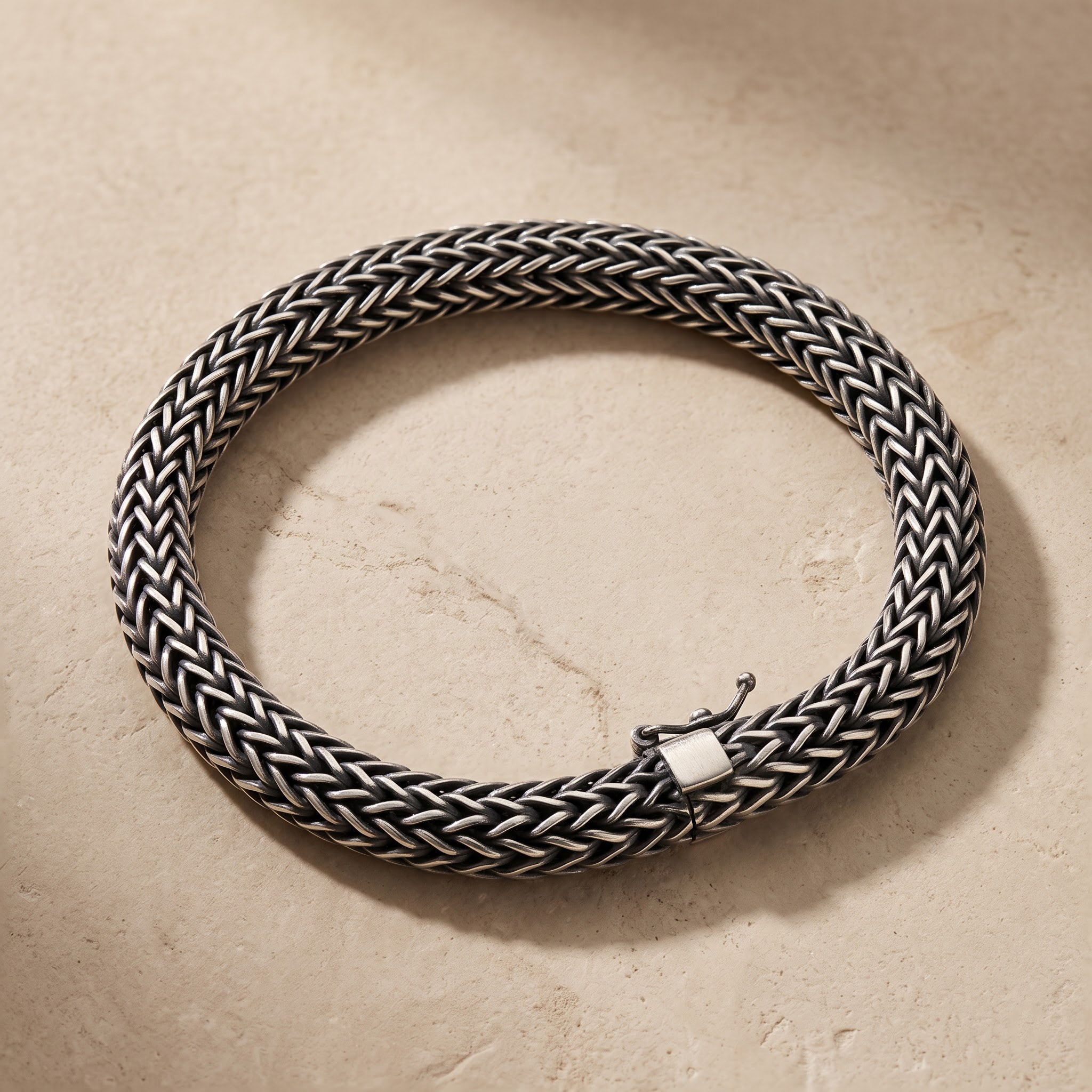 Oxidised Woven Wheat Bracelet