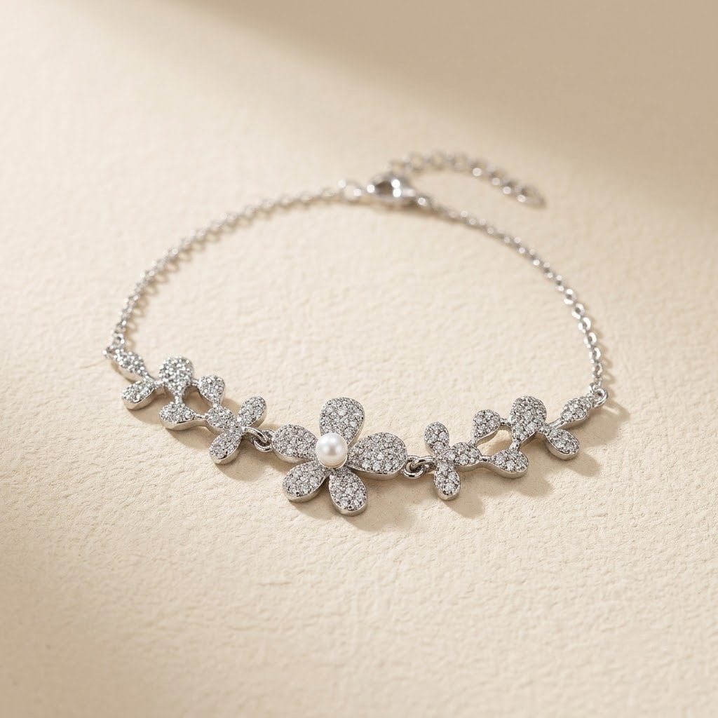 Pavé Daisy Flower Bracelet — view 1 of 3