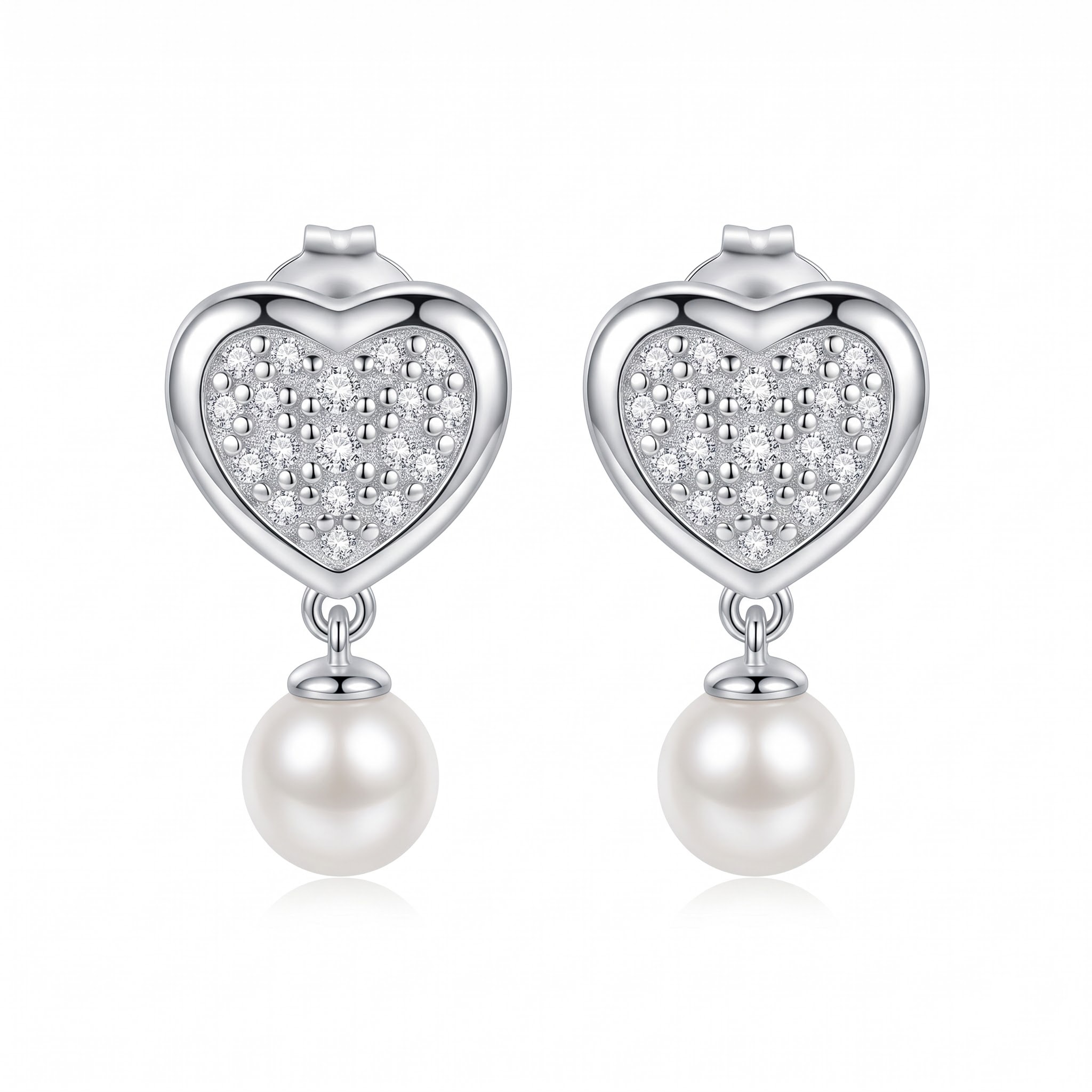 Pavé Heart Pearl Drop Earrings — view 1 of 2