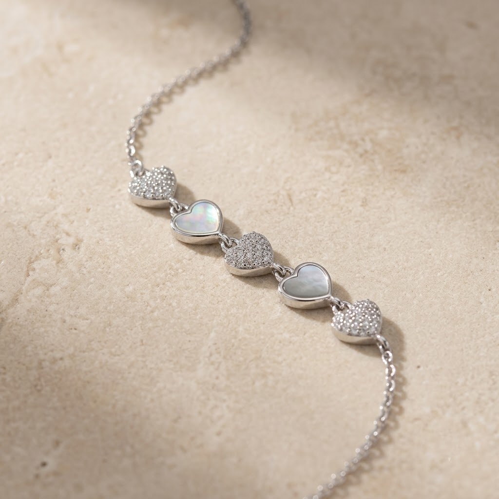 Pavé & Mother-of-Pearl Heart Bracelet — view 1 of 3