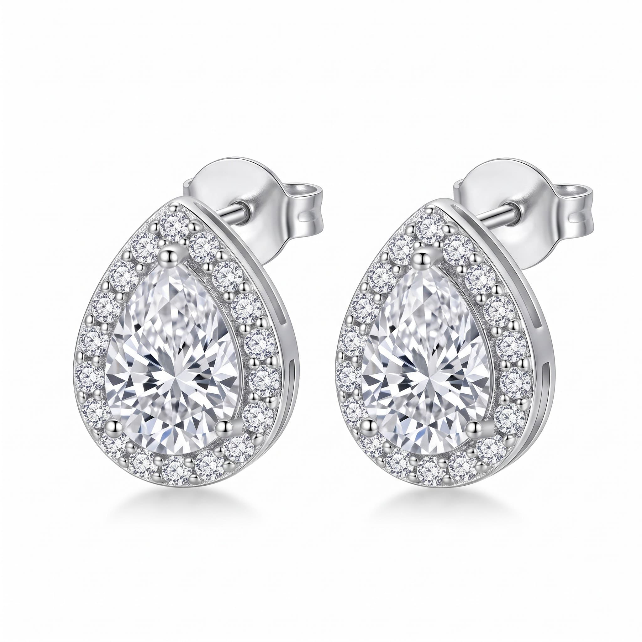 Pear Halo Stud Earrings