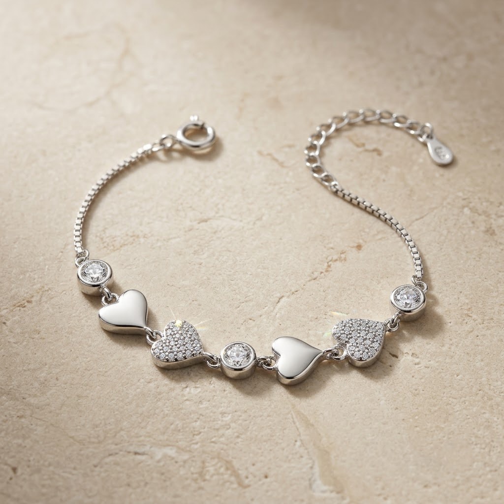 Polished & Pavé Heart Bracelet — view 1 of 3