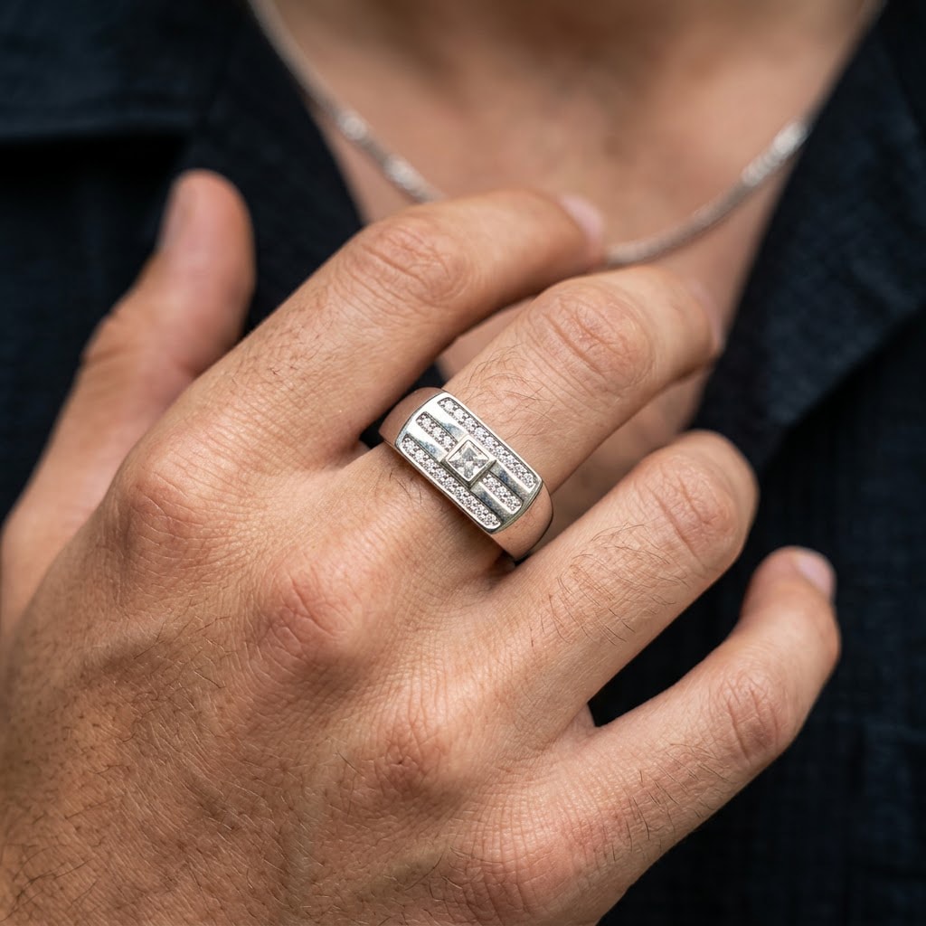 Princess Solitaire Pavé Ring