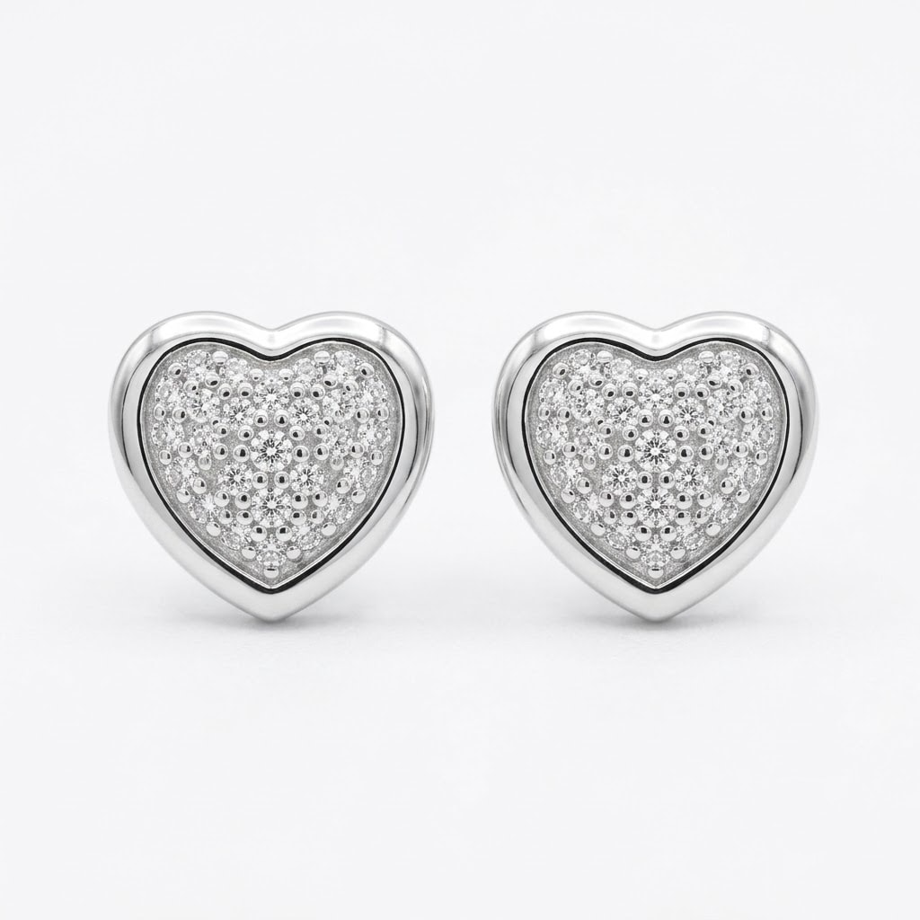 Puffed Heart Pavé Stud Earrings — view 1 of 4