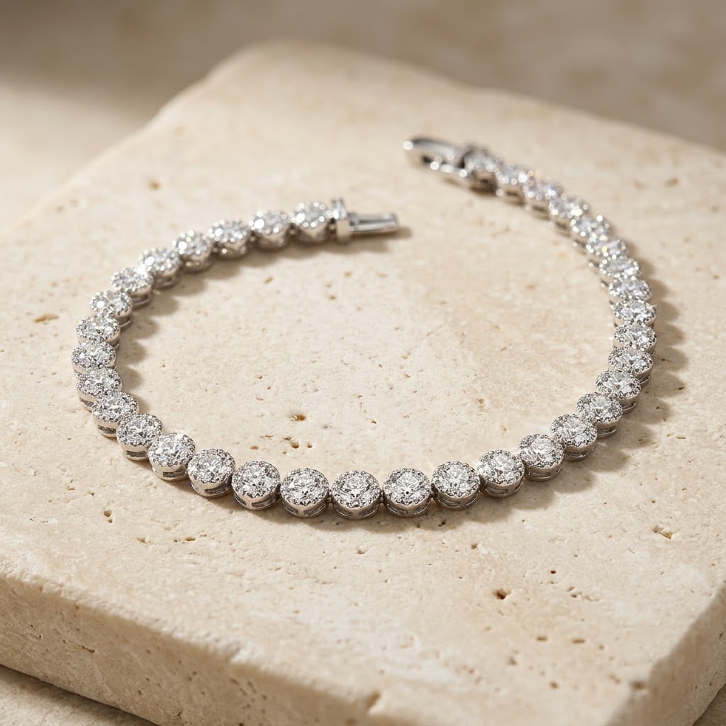 Round Halo Tennis Bracelet — view 1 of 3