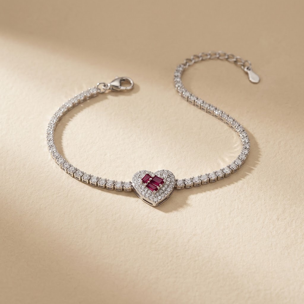 Ruby-Red Heart Tennis Bracelet — view 1 of 3
