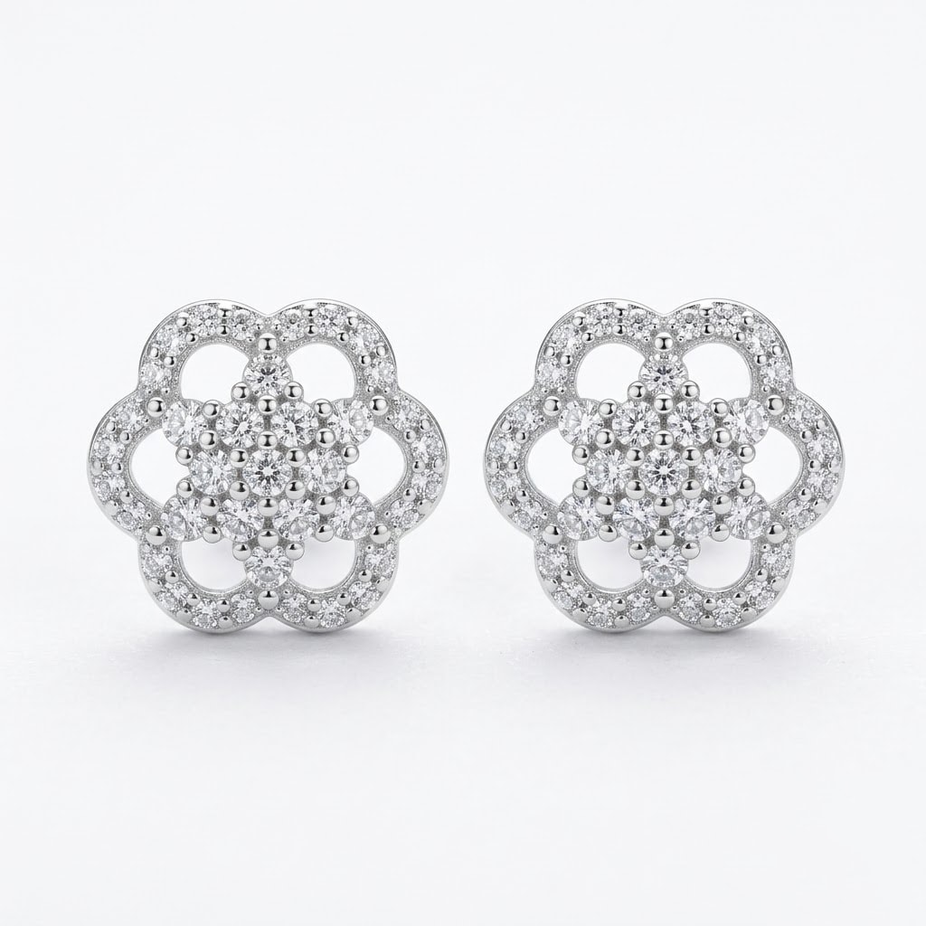Scalloped Floral Openwork Stud Earrings — view 1 of 4