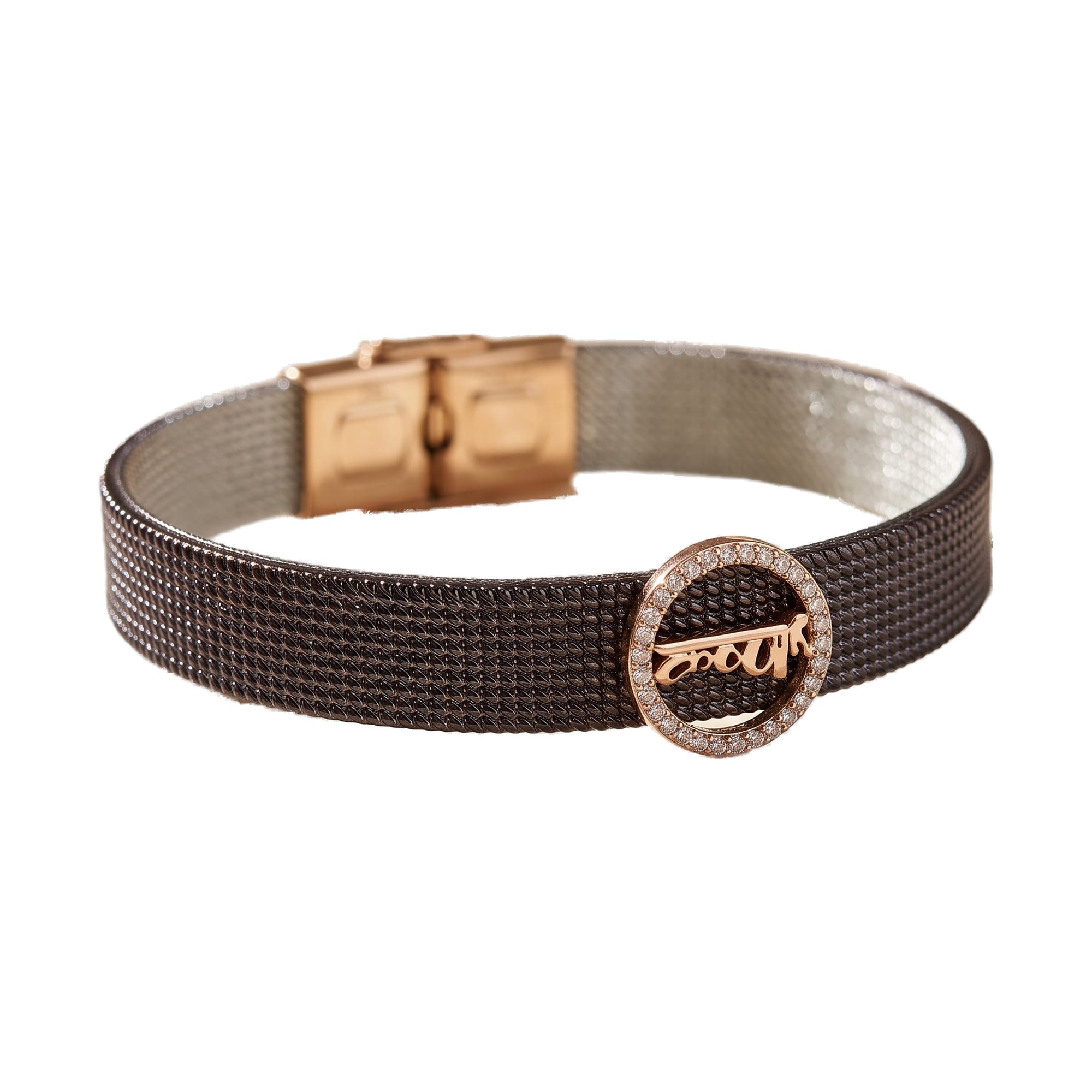 Shiv Script Rose-Gold Charm Mesh Bracelet — view 1 of 4