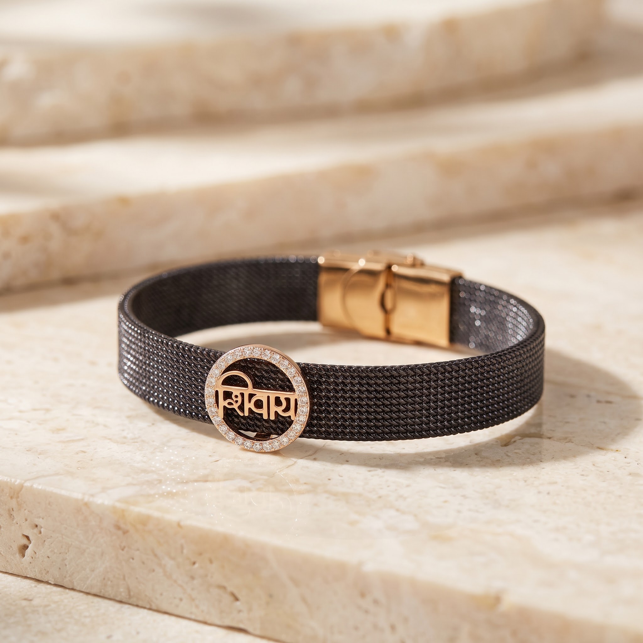 Shivaay Rose-Gold Charm Mesh Bracelet — view 1 of 3