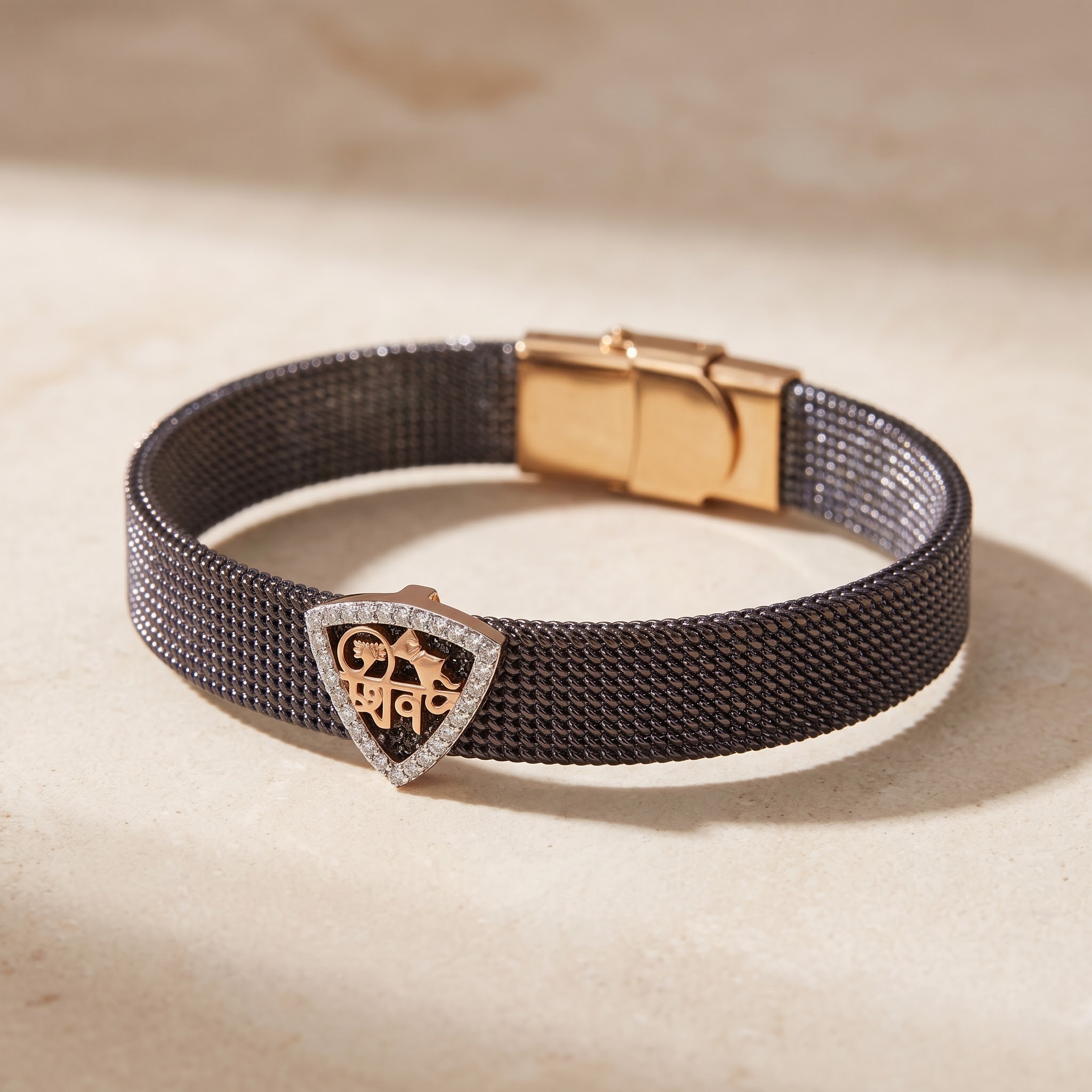 Shivaay Shield Charm Mesh Bracelet