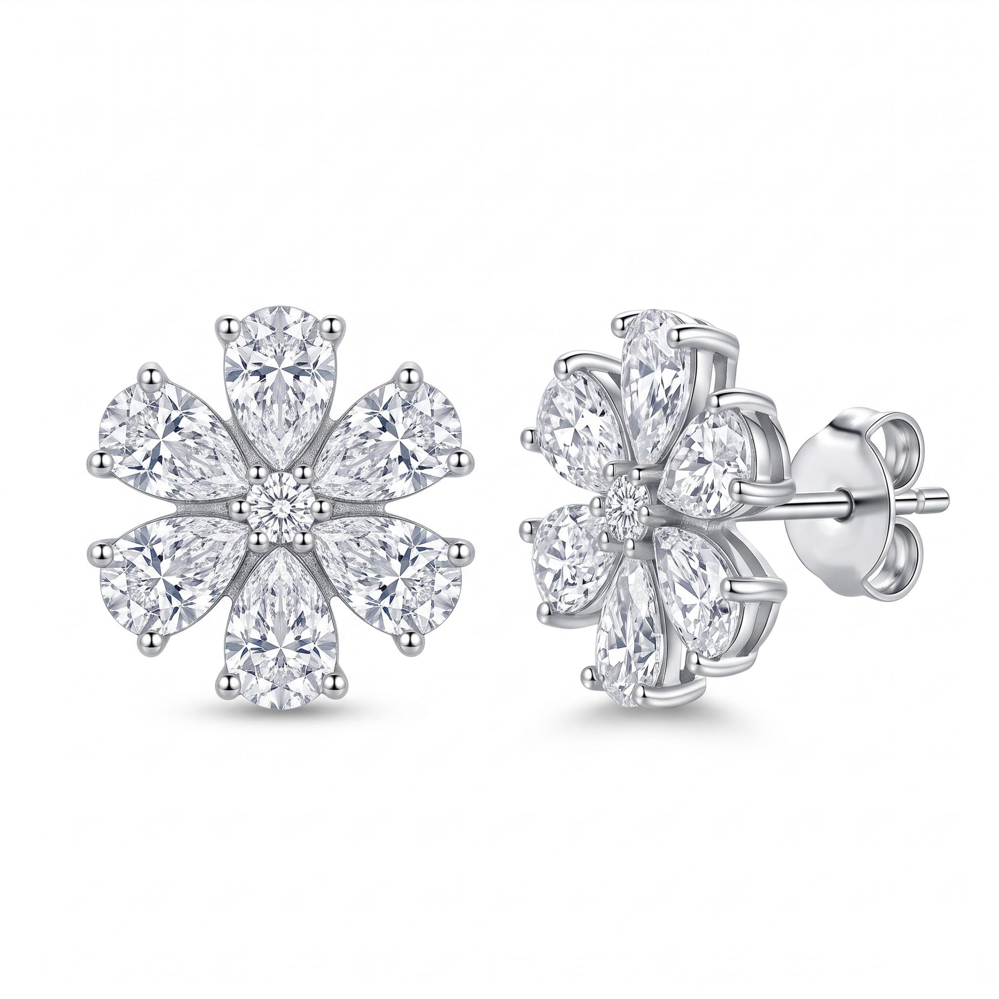 Six-Petal Pear Blossom Stud Earrings
