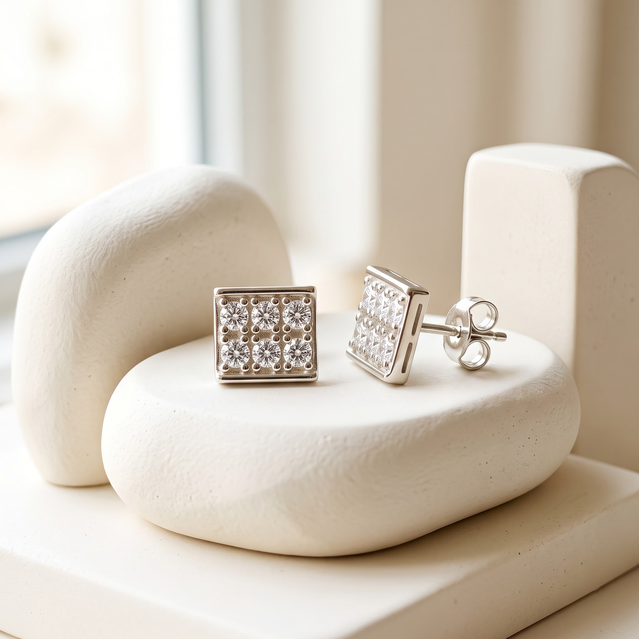 Square Pavé Stud Earrings — view 1 of 2