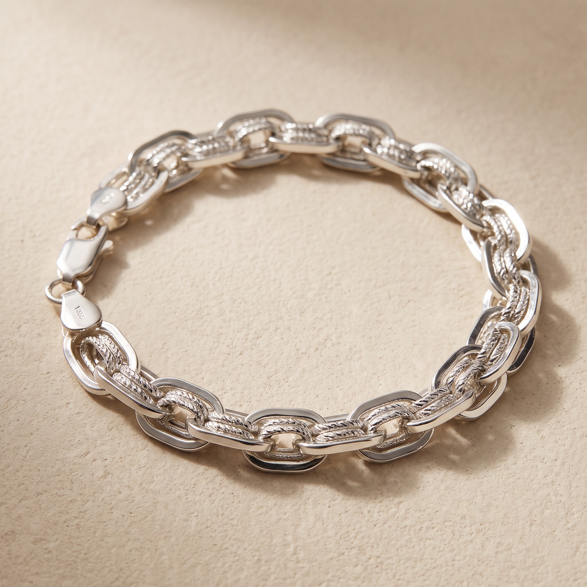 Textured Oval Cable Bracelet