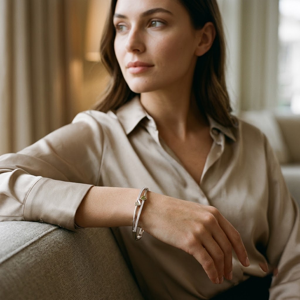Twin Heart Pavé Bangle — view 1 of 3
