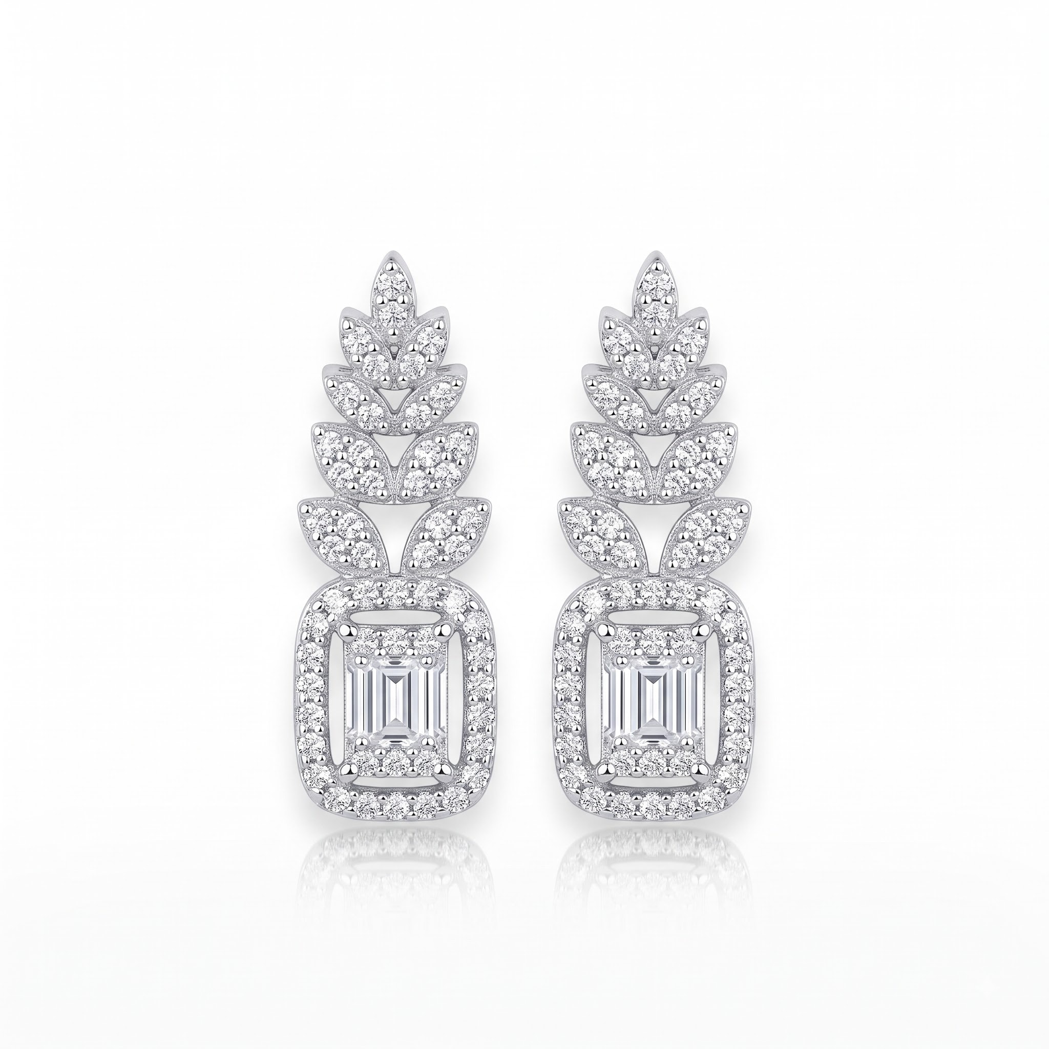 Wheat Leaf Emerald-Cut Drop Earrings — view 1 of 1